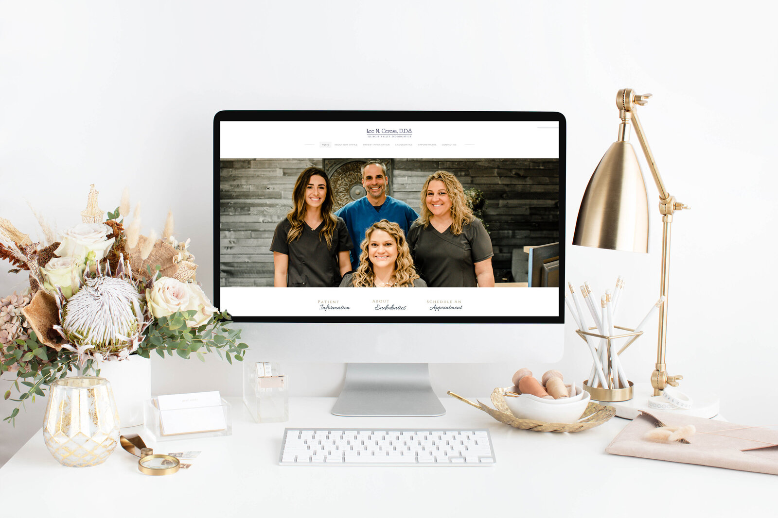Illinois Valley Endodontics website on a desktop computer, showing the practice team