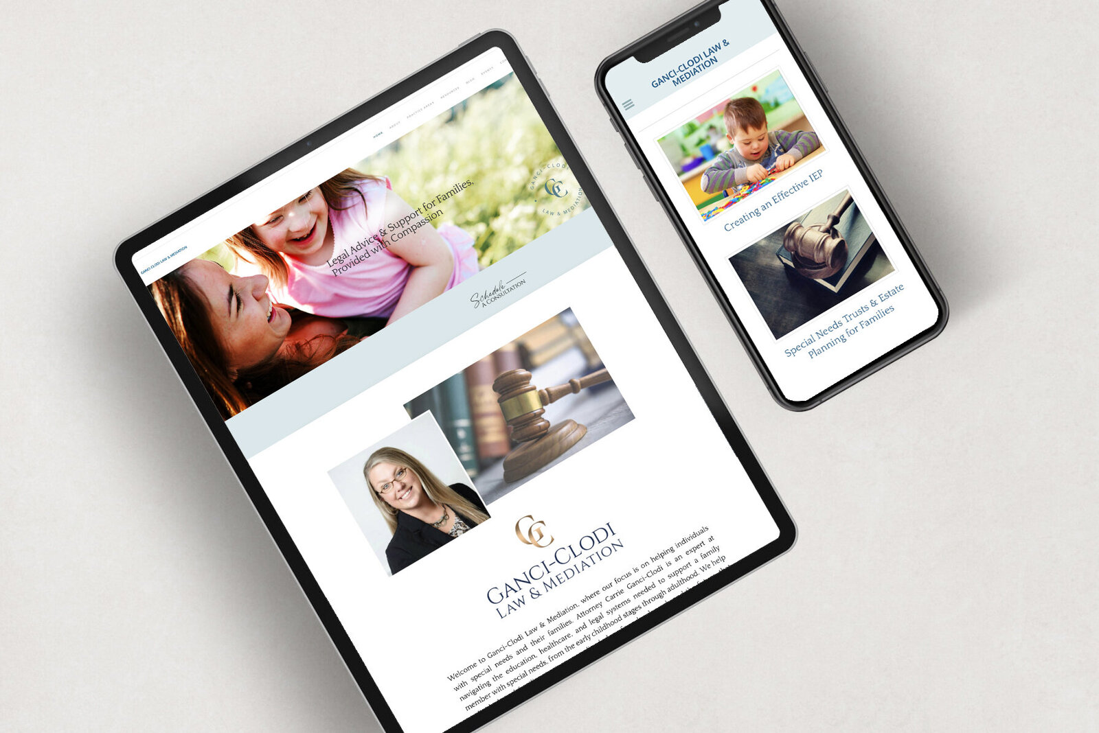 CGC Law Office website on a tablet and phone