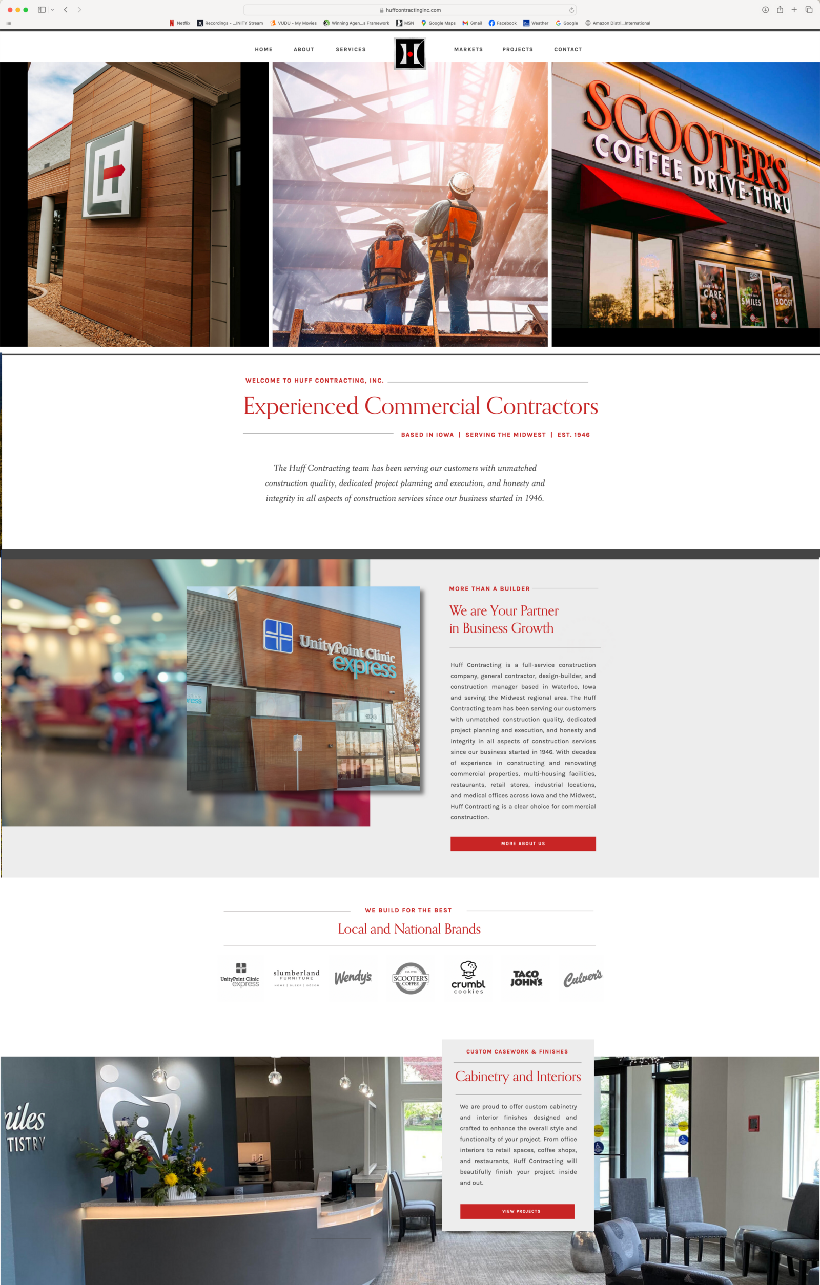 Huff Contracting website home page design