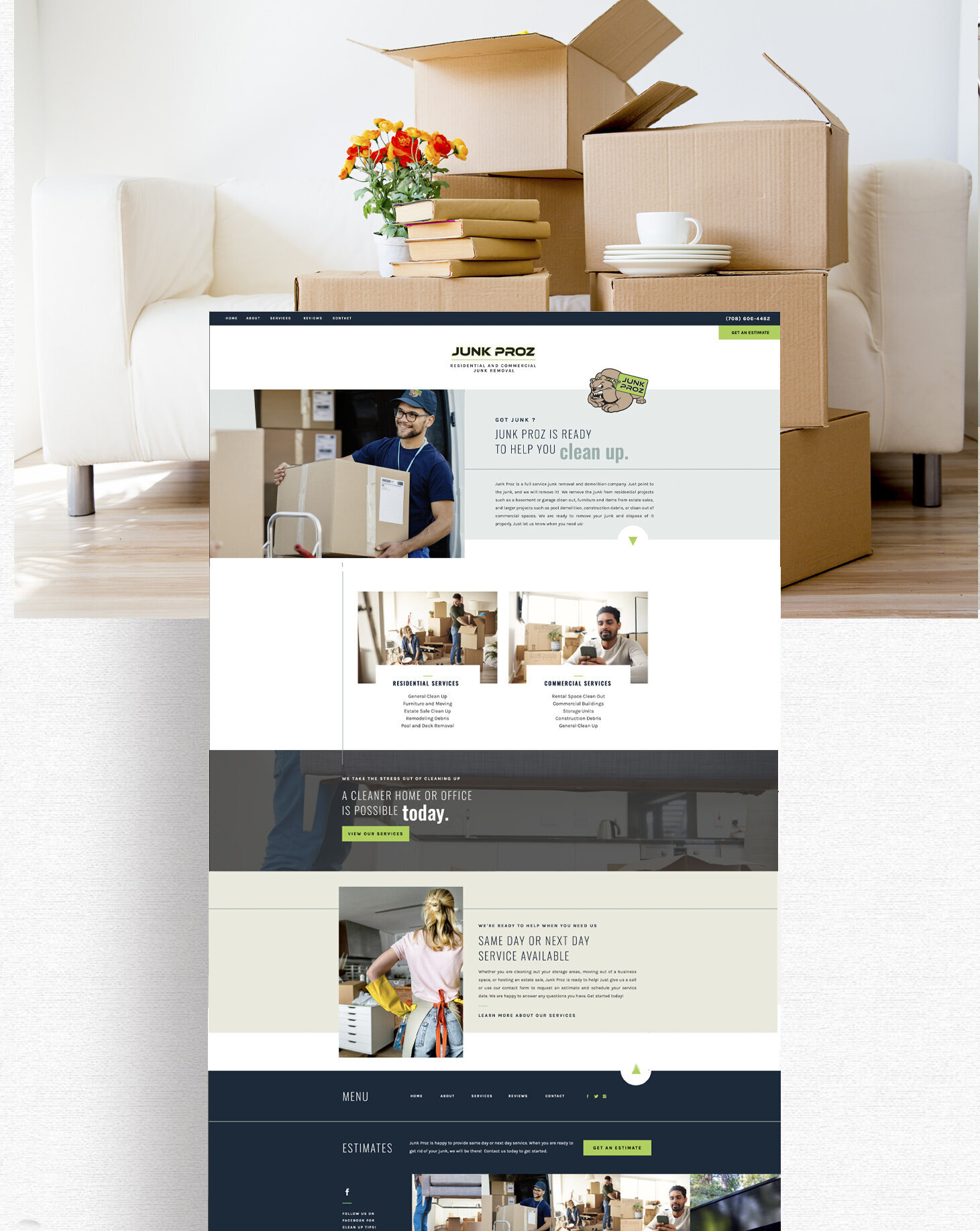 Junk Proz website page layout