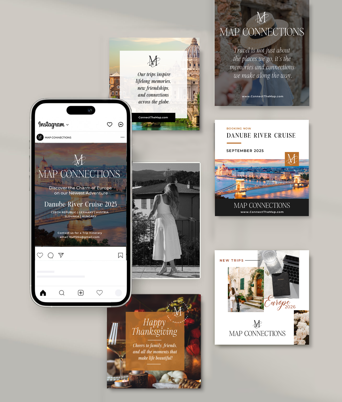 Map Connections Instagram feed and social media post designs